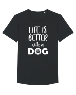 Life is better wit ha dog Tricou mânecă scurtă guler larg Bărbat Skater