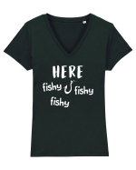 Here fishy fishy fishy Tricou mânecă scurtă guler V Damă Evoker