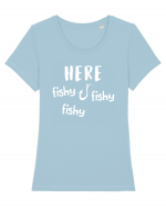 Here fishy fishy fishy Tricou mânecă scurtă guler larg fitted Damă Expresser