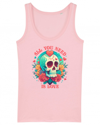 All You Need Is Love Valentine Skull Cotton Pink