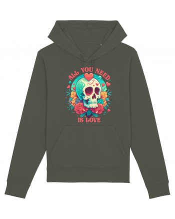 All You Need Is Love Valentine Skull Khaki