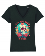 All You Need Is Love Valentine Skull Tricou mânecă scurtă guler V Damă Evoker