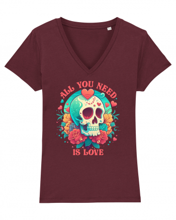 All You Need Is Love Valentine Skull Burgundy