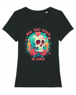 All You Need Is Love Valentine Skull Tricou mânecă scurtă guler larg fitted Damă Expresser