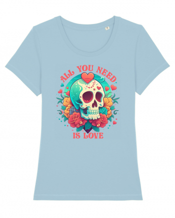 All You Need Is Love Valentine Skull Sky Blue