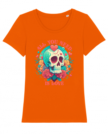 All You Need Is Love Valentine Skull Bright Orange