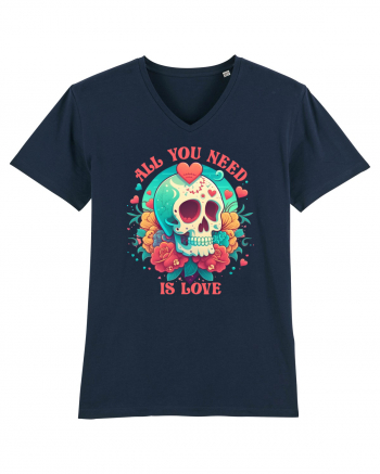 All You Need Is Love Valentine Skull French Navy