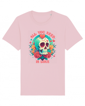 All You Need Is Love Valentine Skull Cotton Pink