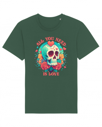 All You Need Is Love Valentine Skull Bottle Green