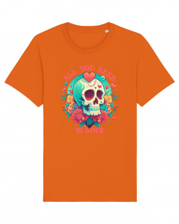 All You Need Is Love Valentine Skull Bright Orange