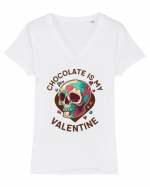 Chocolate Is My Valentine Skull Tricou mânecă scurtă guler V Damă Evoker