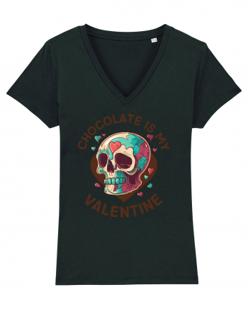 Chocolate Is My Valentine Skull Black