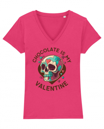 Chocolate Is My Valentine Skull Raspberry