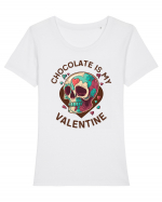 Chocolate Is My Valentine Skull Tricou mânecă scurtă guler larg fitted Damă Expresser