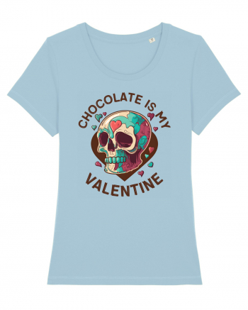 Chocolate Is My Valentine Skull Sky Blue