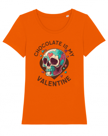Chocolate Is My Valentine Skull Bright Orange
