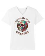 Chocolate Is My Valentine Skull Tricou mânecă scurtă guler V Bărbat Presenter