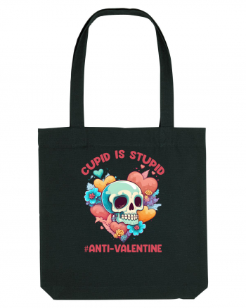 Cupid Is Stupid Anti Valentine Skull Black