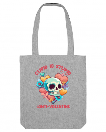 Cupid Is Stupid Anti Valentine Skull Heather Grey