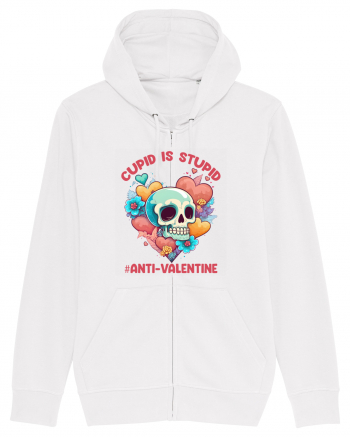 Cupid Is Stupid Anti Valentine Skull White