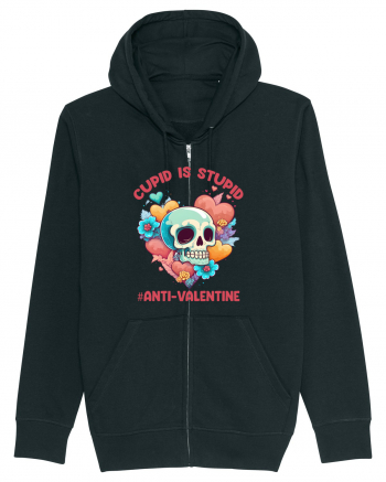 Cupid Is Stupid Anti Valentine Skull Black