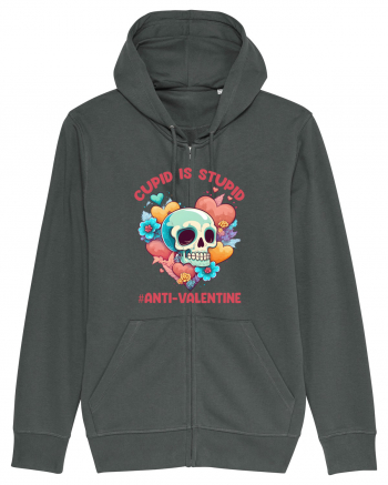 Cupid Is Stupid Anti Valentine Skull Anthracite