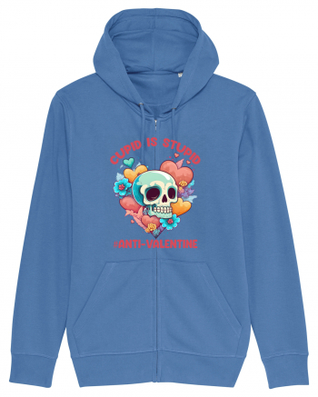 Cupid Is Stupid Anti Valentine Skull Bright Blue