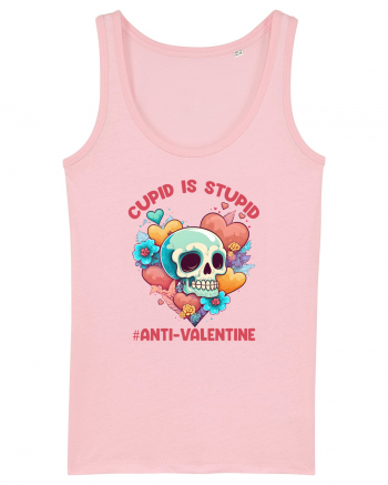 Cupid Is Stupid Anti Valentine Skull Cotton Pink