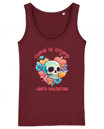 Cupid Is Stupid Anti Valentine Skull Burgundy