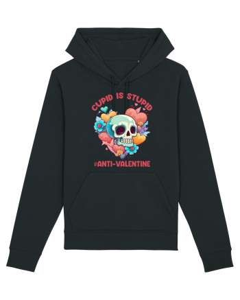 Cupid Is Stupid Anti Valentine Skull Black