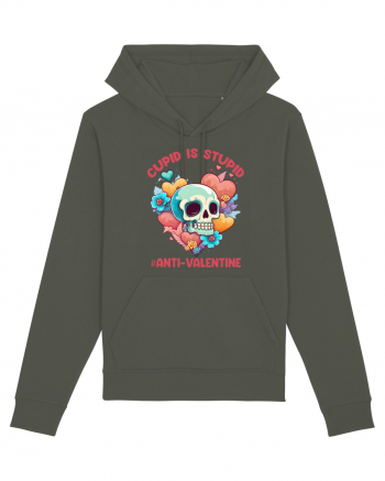 Cupid Is Stupid Anti Valentine Skull Khaki