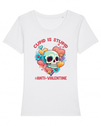 Cupid Is Stupid Anti Valentine Skull White