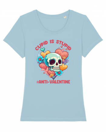 Cupid Is Stupid Anti Valentine Skull Sky Blue