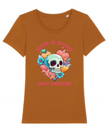 Cupid Is Stupid Anti Valentine Skull Roasted Orange