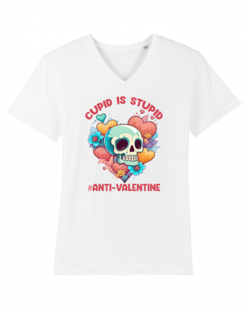 Cupid Is Stupid Anti Valentine Skull White