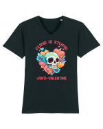 Cupid Is Stupid Anti Valentine Skull Tricou mânecă scurtă guler V Bărbat Presenter