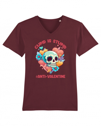 Cupid Is Stupid Anti Valentine Skull Burgundy