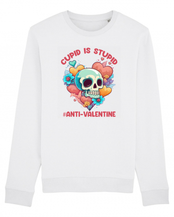 Cupid Is Stupid Anti Valentine Skull White