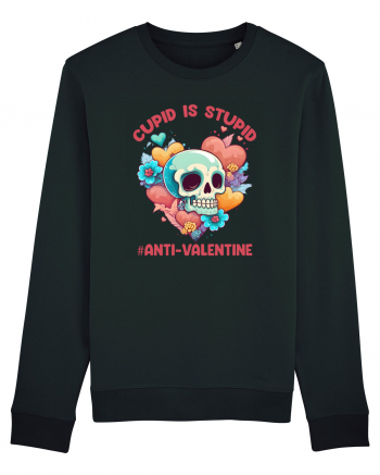 Cupid Is Stupid Anti Valentine Skull Black