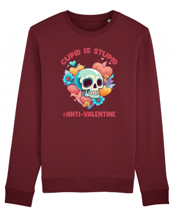 Cupid Is Stupid Anti Valentine Skull Burgundy