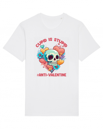 Cupid Is Stupid Anti Valentine Skull White