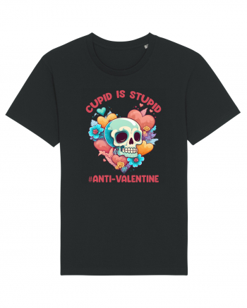 Cupid Is Stupid Anti Valentine Skull Black