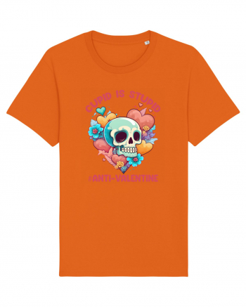 Cupid Is Stupid Anti Valentine Skull Bright Orange