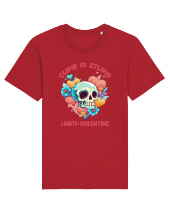 Cupid Is Stupid Anti Valentine Skull Red