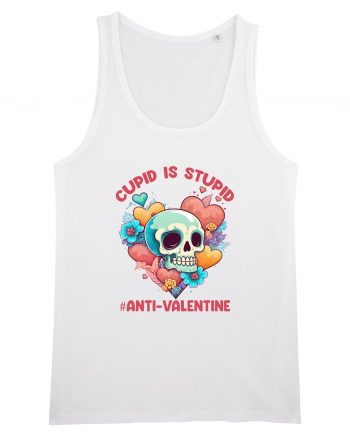 Cupid Is Stupid Anti Valentine Skull White