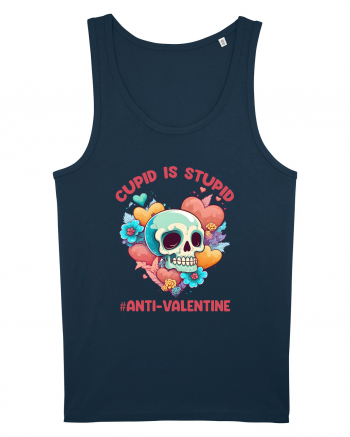 Cupid Is Stupid Anti Valentine Skull Navy