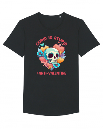 Cupid Is Stupid Anti Valentine Skull Black