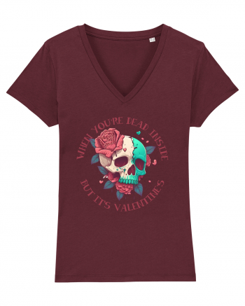 Dead Inside But It's Valentine Skull Burgundy