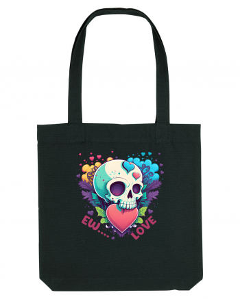 Ew Love Heart Valentine Skull Black