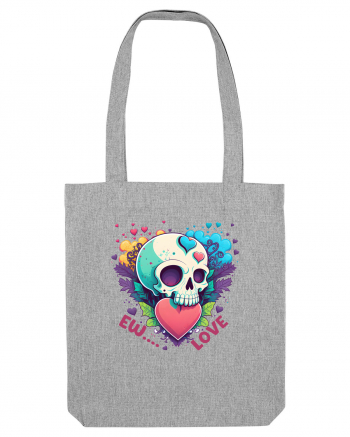 Ew Love Heart Valentine Skull Heather Grey